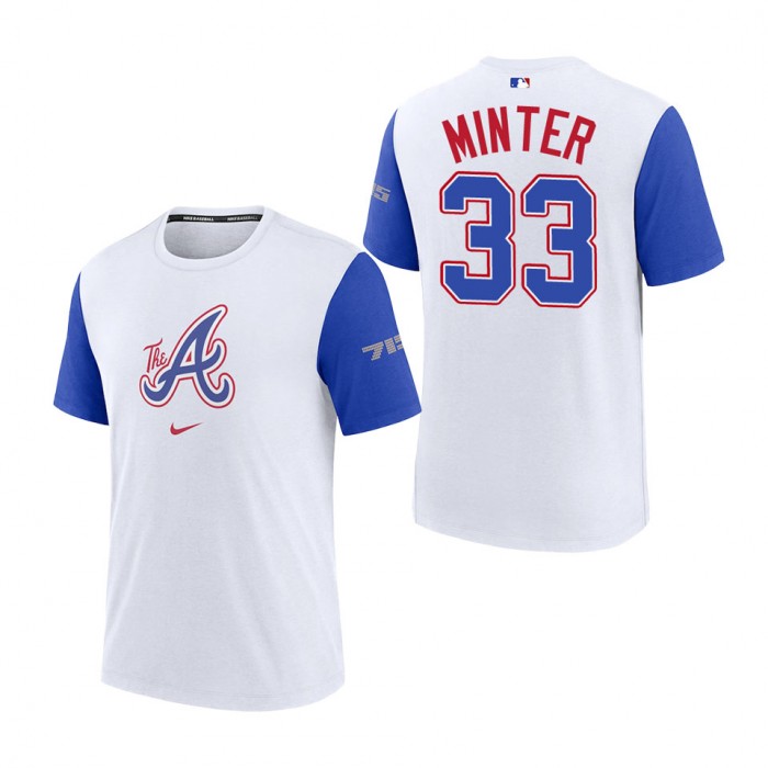 A.J. Minter #33 Atlanta Braves 2023 Season White AOP Baseball Shirt Fanmade